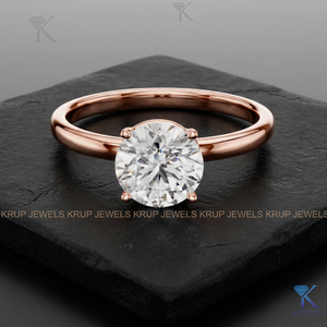 แหวนเพชรทรงกลมเจียระไนแบบบริลเลียนต์ ทองคำแท้ 14K สำหรับผู้หญิง คลาสสิก ได้รับการรับรองจาก IGI เพชรเพาะเลี้ยงในห้องปฏิบัติการ เหมาะสำหรับเป็นของขวัญวันครบรอบและวันแต่งงาน - Product Image 2