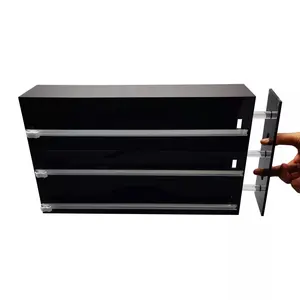 3 in 1 Wickelsp ender Organizer Schrank schwarz Acryl Box Folien spender mit Schiebe schneider und Etiketten für Küchen schublade