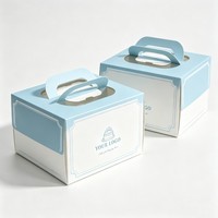 Boîte à gâteau en carton de qualité alimentaire avec poignée, vente chaude, emballage de boulangerie, boîte à gâteau en carton imprimée à l'encre de soja