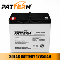 Batterie au plomb scellée AGM à décharge profonde PATTERN 12V 50Ah, puissance de base fiable pour pompe à eau solaire et irrigation