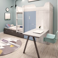 Lit superposé convertible moderne extensible avec bureau intégré, panneau en bois, pliable, garantie 36 mois
