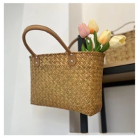 Sympathy Straw Beach Seafood Panier à légumes rétro Super grand sac fourre-tout avec bandoulière et motif personnalisable