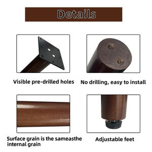 Pieds <span class=keywords><strong>de</strong></span> table ronds en bois <span class=keywords><strong>de</strong></span> noyer foncé <span class=keywords><strong>de</strong></span> 28,3 pouces (72 cm), assemblage facile, pieds <span class=keywords><strong>de</strong></span> table/bureau ronds en bois massif <span class=keywords><strong>de</strong></span> caoutchouc - Product Image 3