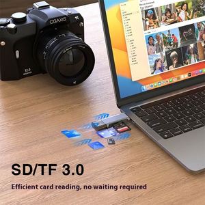 Lecteur de cartes TF 2.0 portable 2-en-1 USB-C/USB-A en métal magnétique avec garantie d'un an, compatible OTG pour cartes CF et SD externes, vente en gros - Product Image 4