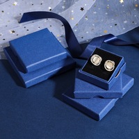 Coffret à bijoux rigide haut de gamme bleu roi fin, deux pièces, avec gaufrage pour bagues de mariage, colliers, boucles d'oreilles, emballage cadeau - Vente en gros