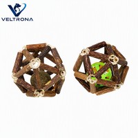 Jouet pour chat en forme de cloche en bois tressé, cage géodésique, avec cœur à base de plantes de catnip naturel et clochette interne, 3 tailles 4,5-7,5 cm