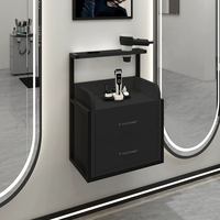 Mobilier de Salon Moderne Doré Mural, Équipement de Stations de Coiffure avec Armoire de Rangement d'Outils pour Salon de Barbiers