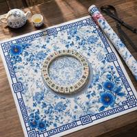 Tapis de Mahjong professionnel américain de luxe contemporain, 33 pouces carré, antidérapant, en caoutchouc, avec règles imprimées, jeu silencieux
