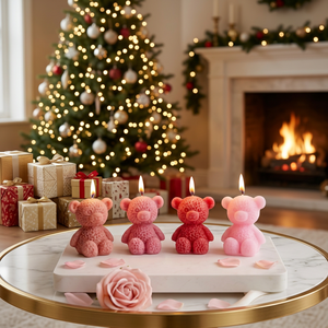 Mini Teddy Modern Art <b>Candle</b> Couple <b>Shape</b> Handmade Paraffin Pillar Indoor Home Decoration Wedding Style Dripless Unscented - Product Image 3