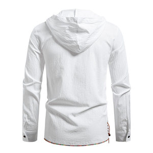 T-shirt à capuche à manches longues de couleur unie pour homme, style décontracté, streetwear, pull rétro, coupe ample - Product Image 4