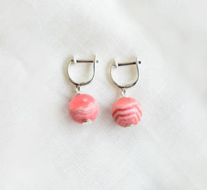 Pendientes de Bola de Rodocrosita Natural Blush Harmony con Plata 925, Joyería de Moda para Mujer - Product Image 1