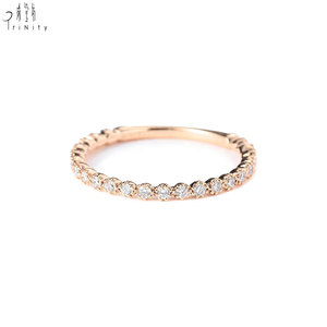 Joyería Fina de Alta Calidad y Estilo Moderno al por Mayor, Anillo Apilable de Oro Rosa de 18K con Diamantes Naturales Reales, Regalo para Chicas, Uso Diario - Product Image 2
