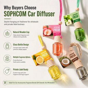 Diffuseur de parfum pour voiture personnalisé en verre et bois, flacon de 10 ml, diffuseur d'arômes suspendu, pendentif parfumé à l'huile essentielle, rechargeable - Product Image 2