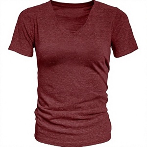 T-shirt unisexe à col en V 100% coton à manches courtes, couleur unie, tricoté, décontracté, été, séchage rapide, 200g, logo personnalisé - Product Image 3