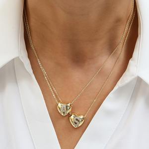 Alta calidad latón amor corazón <span class=keywords><strong>carta</strong></span> encantos circón naturaleza piedra moda joyería colgante collar para mujer aniversario - Product Image 3