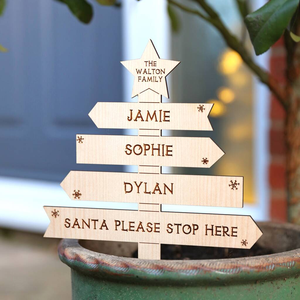 HOT SALE Personalised door sign family name <strong>Wooden</strong> Christmas Tree Family <strong>Signpost</strong> - Product Image 1