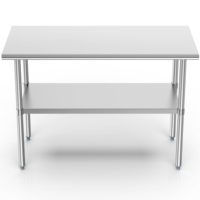 Offre Spéciale Équipement de cuisine personnalisé Restaurant Table à 2 couches Table de travail commerciale en acier inoxydable pour la préparation des aliments