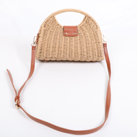 Tas Tangan Anyaman Jerami Musim Panas Berkualitas Tinggi Ramah Lingkungan untuk Wanita, Tas Selempang Pantai Mewah dengan Rantai, Kancing, Kapasitas Besar