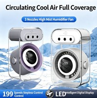 Ventilateur de circulation à brumisation rafraîchissante, 2 couleurs disponibles, fonction humidification par nano-pulvérisation, 199 vitesses, régulation progressive, pour extérieur et hôtel