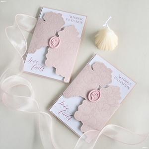 Cetak Logo kustom kualitas tinggi proses cetak Timbul 3D kreatif kartu pernikahan terlaris dengan amplop - Product Image 4