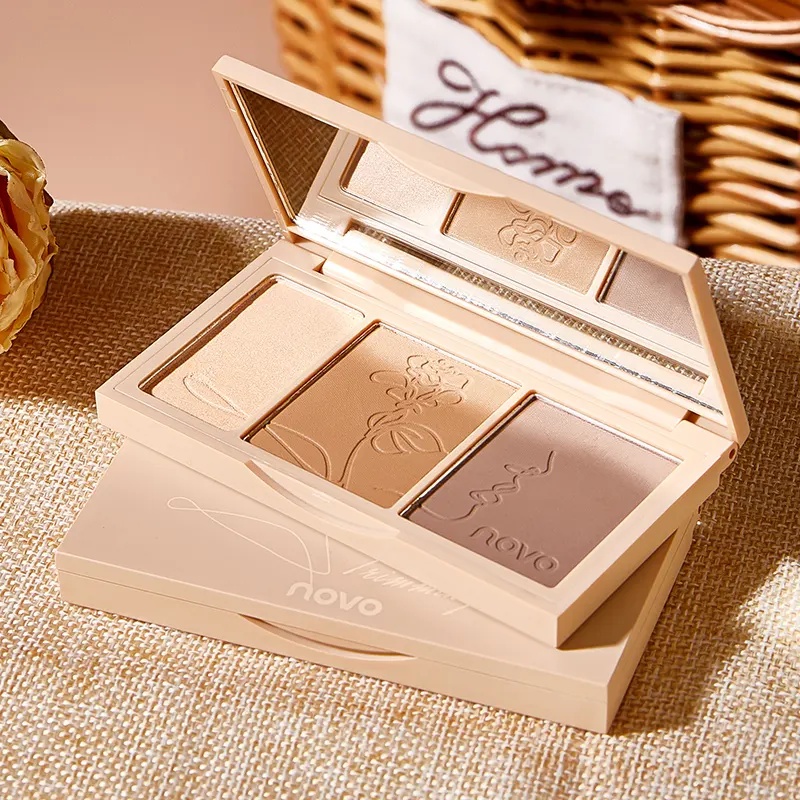 Novo Không Thấm Nước Đường Viền Palette Bronzer Nhấn Highlight Powder Palette Tự Nhiên Khuôn Mặt Đường Viền