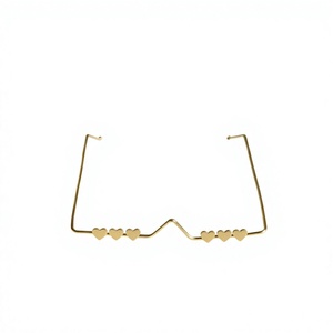 Gold Plated Brass Rimless Facelet Wavy Half <b>Frame</b> Lightweight Optical <b>Frame</b> for Women - Product Image 1