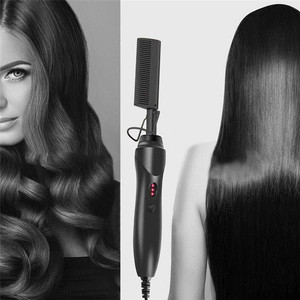 Electric Curling <b>Comb</b> Gold Black Pink Multi Functional Hair Straightener Dry Wet Use Fast <b>Heating</b> Wired - Product Image 2