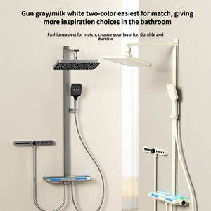 Sistema de Ducha Moderno de Pared con Monomando Termostático, Barra Deslizante y Rociador de Lluvia para Apartamento - Product Image 3