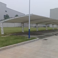 Membrana Tensada para Techo de Acero, Duradera e Impermeable, de PVDF y PTFE, Personalizable, Carpa para 3 Autos, Toldo para Estacionamiento