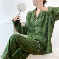 Pyjama femme Lijia en viscose respirante, ensemble à manches longues fin pour le printemps et l'automne, taille plus, vêtements de maison pour l'été