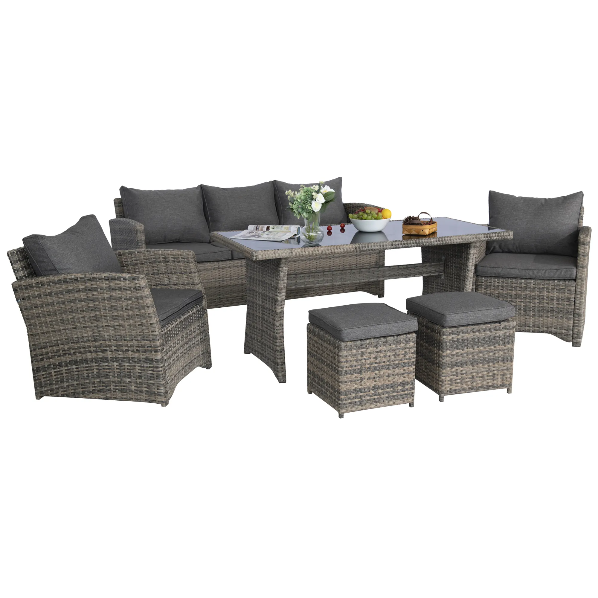 Outdoor Dining Table and Chair Modern Garden Furniture Set Luxury Commercial Hotel Restaurant Frame Style Living Fabric Packing