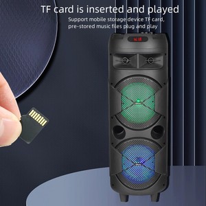 GY8802 Altavoz <span class=keywords><strong>y</strong></span> Bocina Amplificada, Altavoces Grandes para Exteriores, Fiesta de DJ, Altavoz con Ruedas Doble de 8 Pulgadas con Micrófono Inalámbrico - Product Image 4