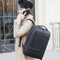 Tas Ransel Laptop Minimalis Anti Air dengan Port Pengisian Daya USB, Kapasitas Besar, Multi-Lapisan, untuk Bisnis dan Perjalanan