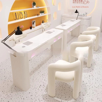 Ensemble table et chaise de salon de manucure de luxe transfrontalier, style crème, avec prise pour aspirateur, table de manucure en marbre très tendance