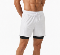 Shorts de sport respirants pour hommes, conçus sur mesure (OEM), avec cordon de serrage élastique à la taille, couche extérieure et doublure intérieure, parfaits pour la course et la gym.