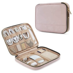 Custodie per accessori elettronici portatili rosa grandi da viaggio custodia per gadget con cavo di ricarica usb digitale organizer per cavi in pelle pu