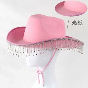 Sombreros de Vaquero Estilo Occidental en Oferta, Sombrero de Vaquero para Novio y Novia para Fiesta, Sombrero de Vaquero con Pedrería Rosa - Product Image 1