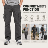 Pantalon cargo noir délavé 100 % coton pour homme, coupe droite, multi-poches, style workwear, streetwear, taille mi-haute, respirant, personnalisable OEM