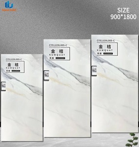 Precio de Fábrica, Losa de Piedra Sinterizada Pulida de 900x1800mm, Aspecto de Mármol Blanco, Dorado y Gris, Baldosa de 9mm para Piso de Comedor Interior - Product Image 1