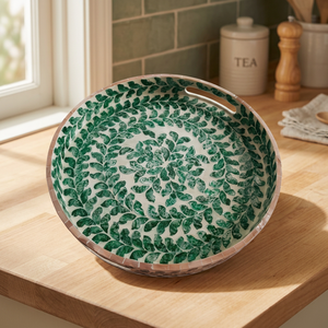 Bandeja de Servir Hecha a Mano con Incrustaciones de Madreperla, Bandeja Decorativa con Incrustaciones de Concha, Decoración Natural Ecológica para el Hogar, Vietnam - Product Image 3