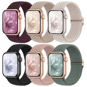 Gran oferta, paquete de 6 bandas elásticas trenzadas compatibles con <span class=keywords><strong>Apple</strong></span> <span class=keywords><strong>Watch</strong></span> Band para iWatch Series 9 8 7 6 5 4 3 2 1 <span class=keywords><strong>SE</strong></span> Ultra - Product Image 1