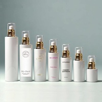Flacon pompe cylindrique en verre à épaule plate pour lotion, 20ml 30ml 50ml 60ml 100ml 120ml, emballage pour soins de la peau, huiles essentielles et crèmes de massage