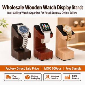 Soporte de Madera para Relojes, Organizador en Forma de <span class=keywords><strong>C</strong></span> de Madera Maciza para Apple Watch y Seiko, Personalizado, Venta al Por Mayor de Fábrica OEM - Product Image 1