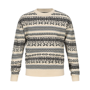 Suéter de Punto Jacquard para Hombre, Cuello Redondo, Manga Larga, Patrón Geométrico, Jersey Cálido de Invierno - Product Image 1