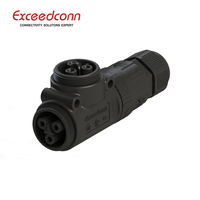Connecteur de câble LED de type T IP68 Exceedconn EP-3DD noir mâle/femelle 3 broches 450V AC