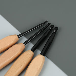 Ensemble <span class=keywords><strong>de</strong></span> crochets à crochet en <span class=keywords><strong>bois</strong></span> massif avec manche en alliage d'aluminium noir, 9 pièces, fabrication artisanale, dernier modèle - Product Image 2