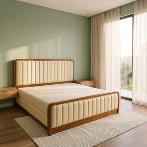 Modern Upholstered Wooden <b>Bed</b> <b>Frame</b> with Tufted Headboard, Bedroom Set with Side Tables & Dressing Table - Product Image 2