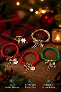 Braccialetto con Ciondolo Natalizio a Forma di Babbo Natale in Stile Cartoon, Cordino Intrecciato Regolabile, Gioiello di Lusso Leggero per le Festività - Product Image 4