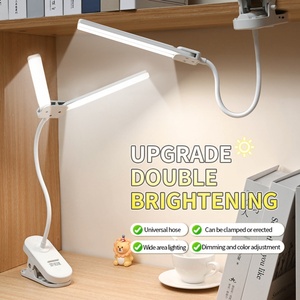 Lampe de bureau LED à double tête, moderne, petite, protection des yeux, lampe d'étude, dortoir étudiant, mobile, rechargeable, veilleuse électrique - Product Image 3