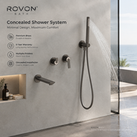 Set Keran Shower Klasik Terpasang di Dinding, Set Shower Head Antik Kuningan, Robinetterie De Bain Et De Douche